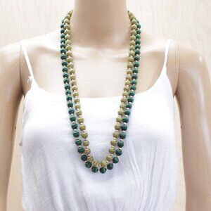Silk Covered Beads Two Tones of Green Neck…